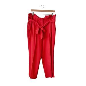 Boden Melina High Rise Paperbag Waist Trousers Red Size 12R